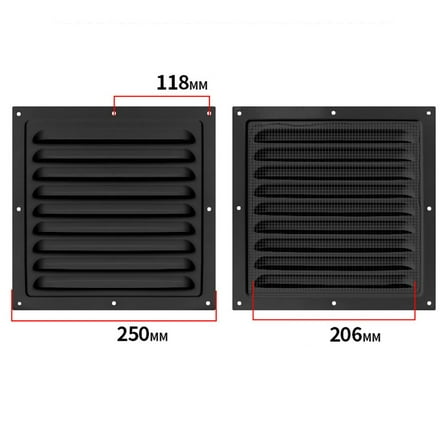 1Pcs Aluminum Vent Grille Cover Square Exterior Wall Air Outlet Ventilation Grille Accessories 100/150/165/200/250Cm
