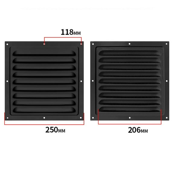 1Pcs Aluminum Vent Grille Cover Square Exterior Wall Air Outlet Ventilation Grille Accessories 100/150/165/200/250Cm