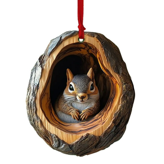 1 Pcs Christmas Tree Animal Ornaments,Woodland Christmas Decorations,Xmas Tree Acrylic Hanging Decor, for Fall Home Decor,Fall Table Centerpieces or Autumn Harvest Festival Display(N)