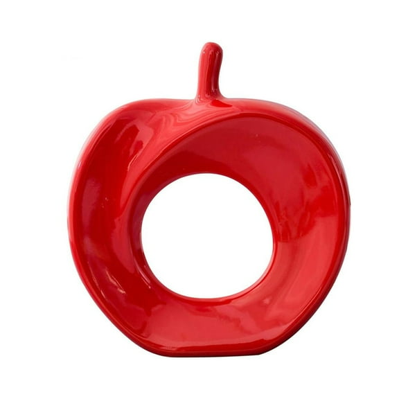 1Pcs Apple Ceramic Statue - Statue Home Decoration - Pottery Decoration Sculpture Large 8.6 Inch Creative Home Bright Paint (Red Apple)