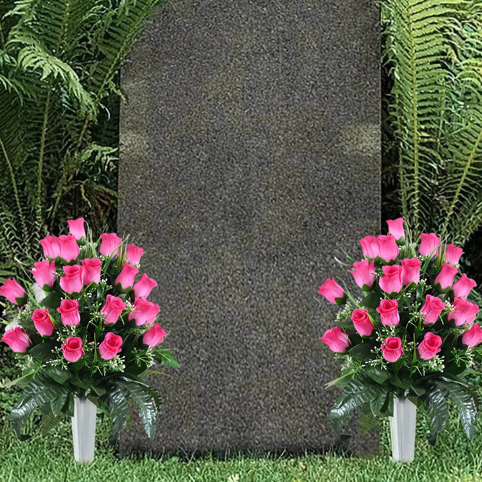 1Pcs Artificial Cemetery Flowers Realistic Roses With White Daisies ...