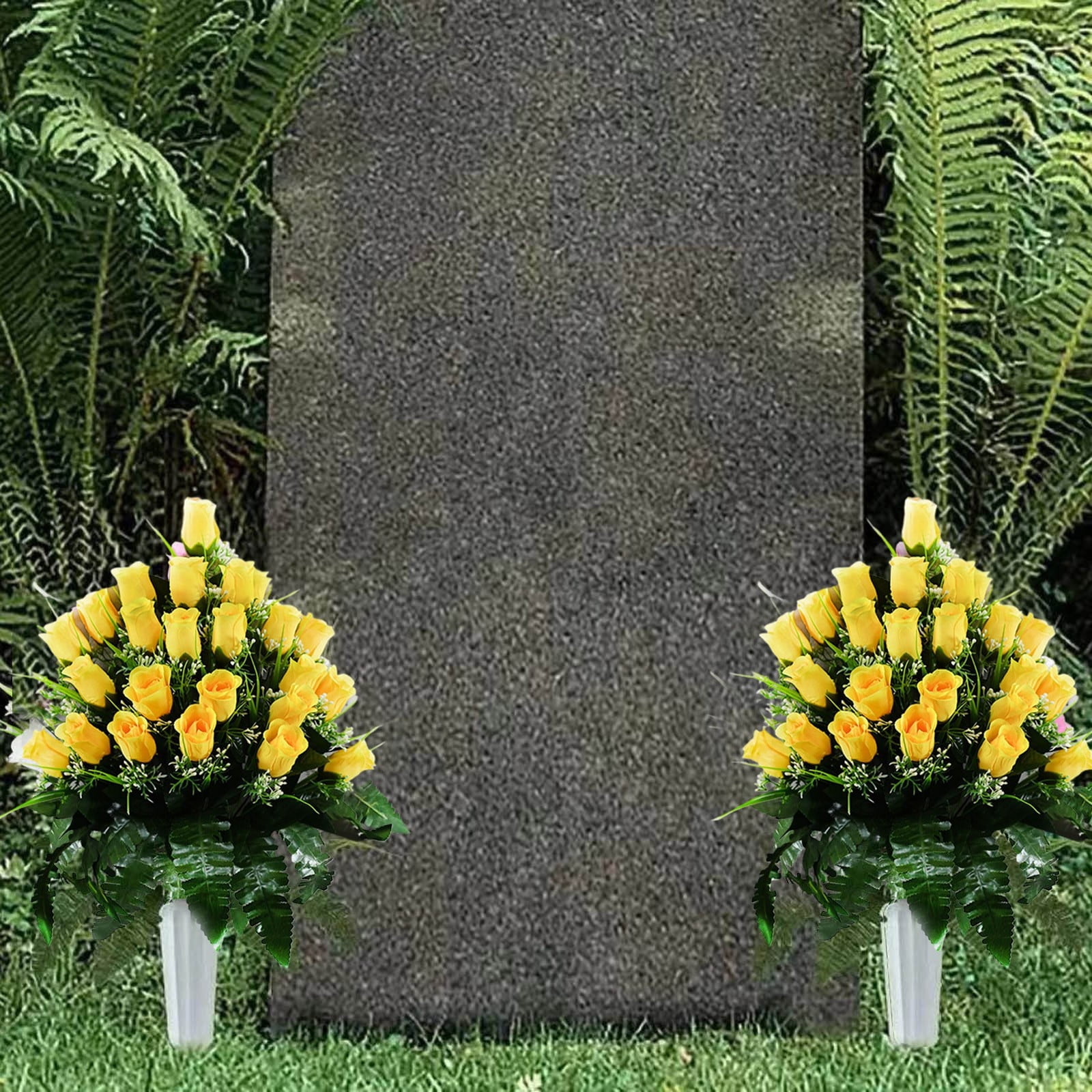 1Pcs Artificial Cemetery Flowers Realistic Roses With White Daisies ...