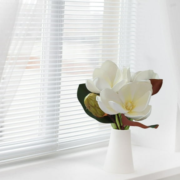 1Pcs Artificial Magnolia Flowers, 10 inch,White Silk Artificial Magnolia Flowers Decoration Bouquet,L,for Wedding Party Home