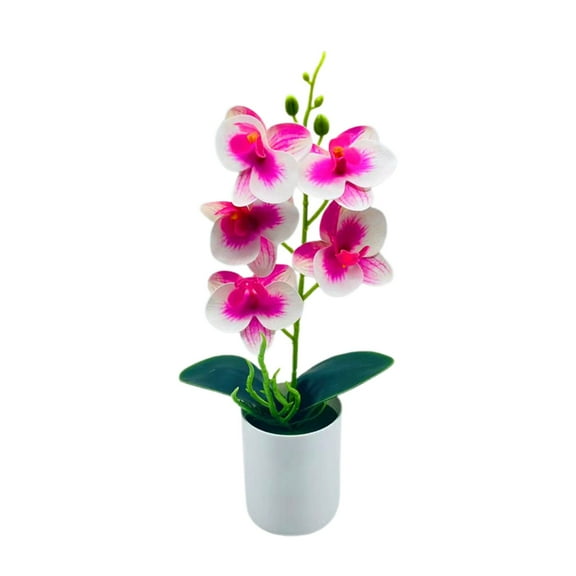 1Pcs Artificial Real Touch Orchid Flowers in Pot Fake Phalaenopsis Flower, Faux Orchids Arrangement for Home Table Office Wedding Party Decoration (Purple1)
