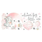 1Pcs Baby Elephant Hot Air Balloon Moon Wall Stickers Living Room Bedroom Children'S Room Decoration Stickers 40*90Cm