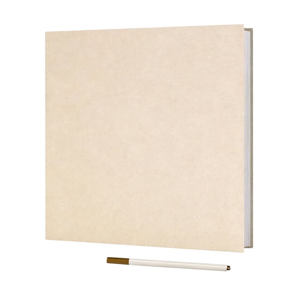 1Pcs Beige Photo Album Self Adhesive, Linen Cover Diy Scrapbook with Pen, for Family Wedding Pictures, Creative Memory Book, Gift Ready