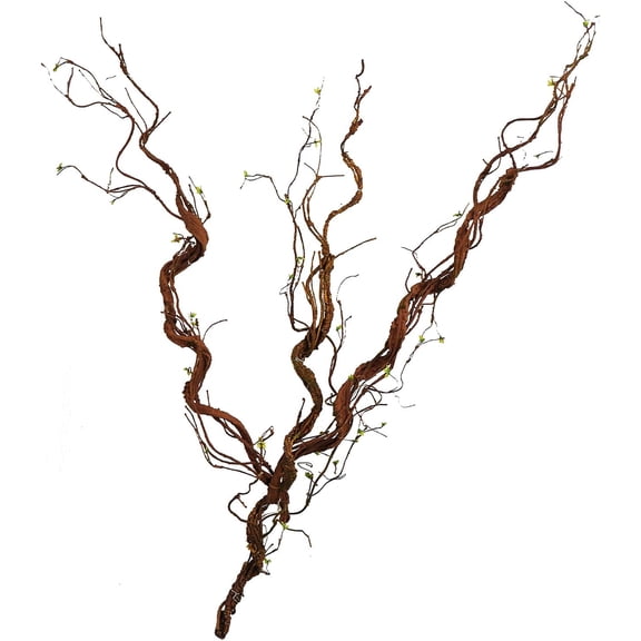 1Pcs Bendable Artificial Tree Vine Branches, 63 Inch Fake Cherry Tree Twig Garland with Green Shoots, Flexible Faux Plant Trunk for Home, Wedding, Garden & Christmas Wall Decor