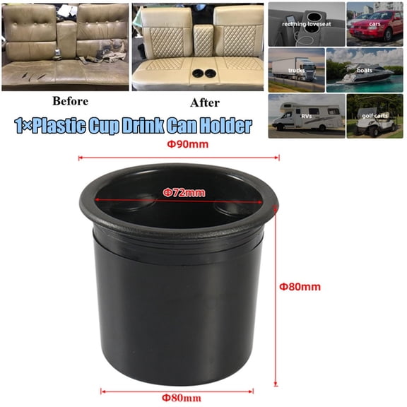 1Pcs Black Plastic Rv Table Cup Holder Insert For Boat Rv Recliner Car Truck Poker Table 80Mm*80Mm Table Cup Drink Holder Fangkenuo