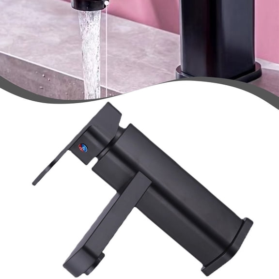1Pcs Black Plastic Steel Bathroom Faucets Hot And Cold Mixer Faucets Vanity Bathroom Kitchen Deck Mounted Bathroom Sink Faucets