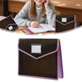 thumbnail image 1 of 1Pcs Black Purple Trim Clear Expandable File Pouch, 36.5x27x7cm/14.37x10.62x2.75in Large Capacity Bill Folder Portable Office Storage Bag, 1 of 9