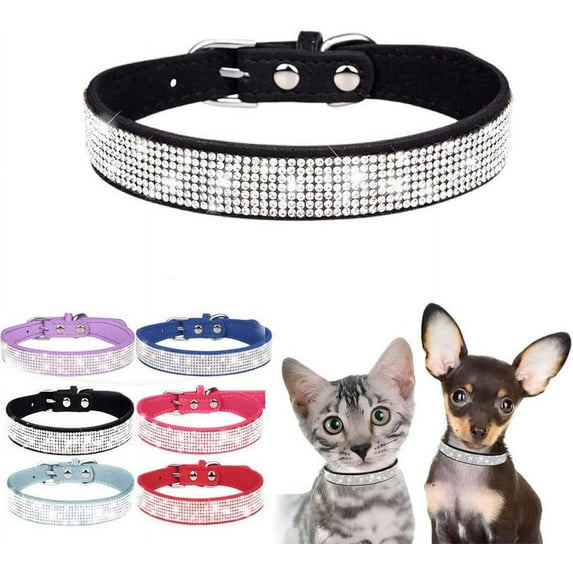 1Pcs Bling Dog Collar, Rhinestone Dog Collars Cute Diamond Jewel Sparkle Fancy Leather Cat Pet Collar for XXS, XS, S, M, L, XL, XXL Puppy Girl Female