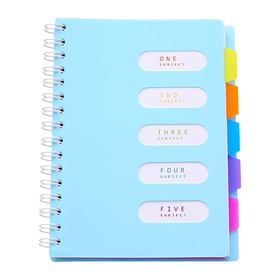 1Pcs Blue Spiral Notebook with Dividers, Multi-Section Notepad with Tabs for Office Note Taking