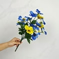 thumbnail image 1 of 1Pcs Blue & Yellow Realistic Artificial Pansy Bouquet - 13.8in Fake Flowers For Vase, Artificial Flowers For Home Decor, Wedding Decoration & Photography Prop (A), 1 of 4