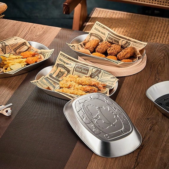 1Pcs Boat-Shaped Retro Iron Food Tray Nordic Dishes Restaurant Home Plates Snacks Melon Seeds Candy Pastry Trays(Random Patterns)
