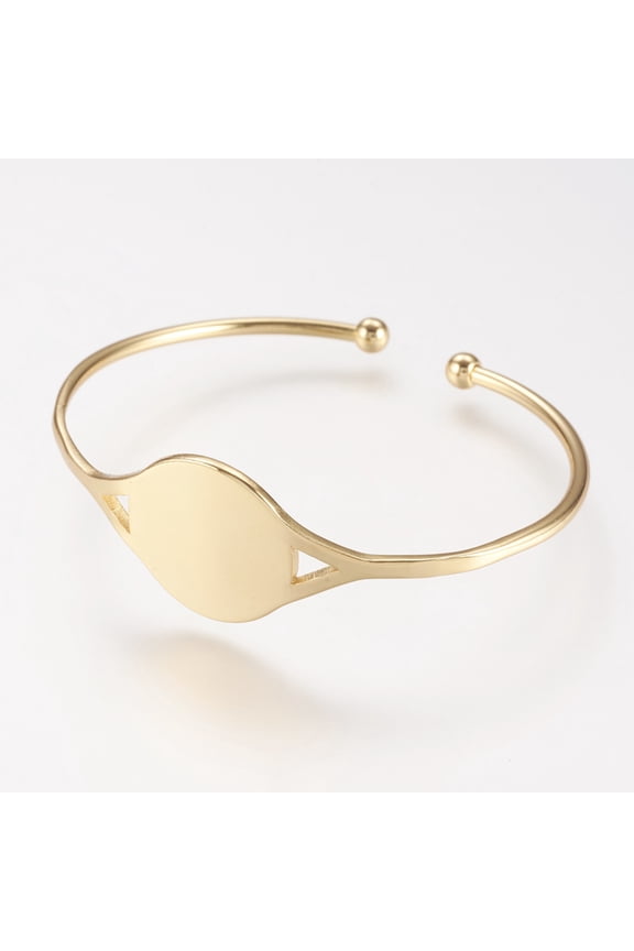 1Pcs Brass Cuff Bangle Real 18K Gold Plated Jewelry Making Bracelets Classic Bracelet