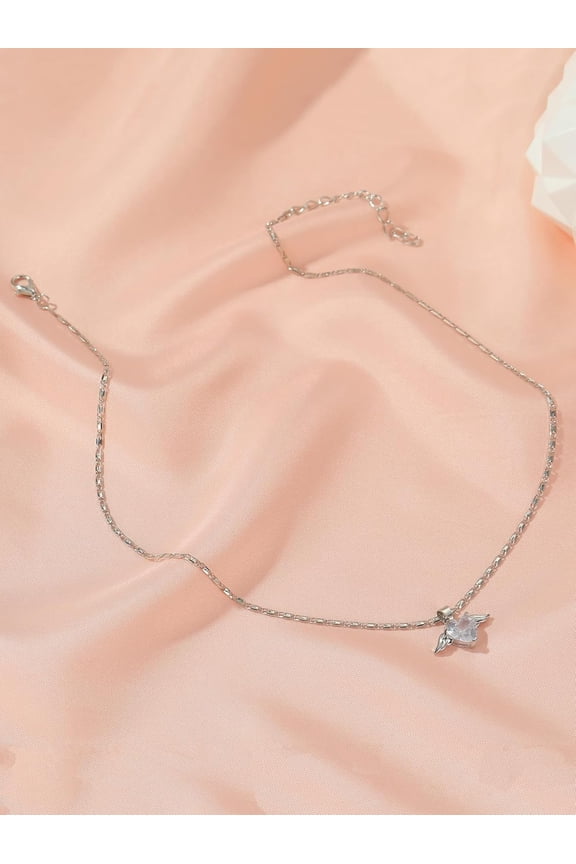 1Pcs Brass Heart Wings Pendant Necklaces for Women Heart Pendants Decoration Platinum Charm Necklace for Birthday Festival Elegant Gifts DIY Personalized Jewelry 16.14 inch(41cm) for DIY Platinum