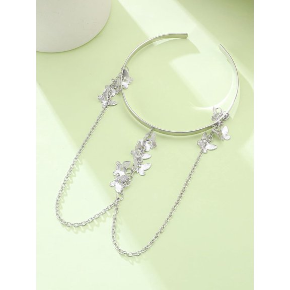 1Pcs Butterfly Iron Upper Arm Cuff Bangles Arm Open Bracelets for Women Personalized Jewelry Inner Diameter: 2-7/8 inch(7.25cm)