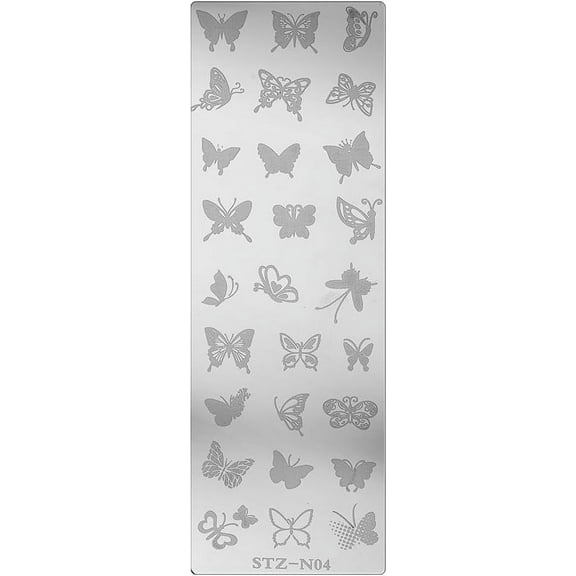 1Pcs Butterfly Pattern Nail Art Stamping Plates Rectangle Nail Image Templates Stainless Steel Color Nail Stamp Plate Set for DIY Print Manicure Salon Design Gift Supplies 120x40mm