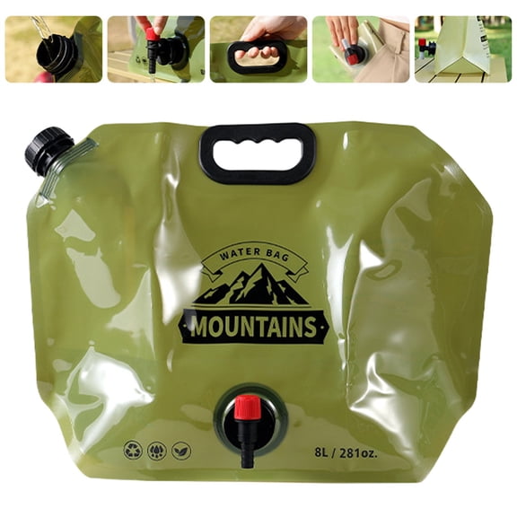 1Pcs Camping Water Container, Collapsible Water Jug with Spout, Water Storage Bag with Leakproof Tap, Foldable Empty Gallon Jug for Water Storage, Reusable Plastic Flasks, 12.2×12.2 in,Green