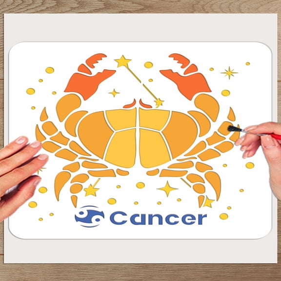 1Pcs Cancer Painting Stencil 11.8x11.8inchs Constellation Reusable Painting Template Crab DIY Crafts Stencil