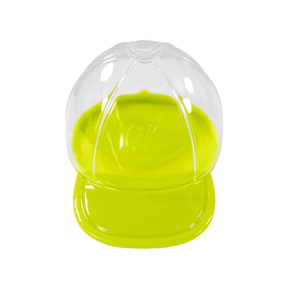 1Pcs Candy Box,Clear Small Mini Baseball Cap Shaped Display Boxes, Dust-proof Clear Treat Box,Candy Jar Storage Boxes Containers With Lids for Candy, Pill, Earring, Jewelry, Tiny Beads(Yellow)