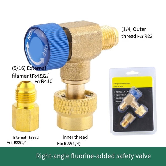 1Pcs Car Air Conditioning Safety Valve 90° Right Angle Car Air Conditioning Safety Valve R22/32/410 Connector Adapter Auto Parts