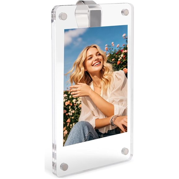 1Pcs Car Clip Picture Holder,Personalized Car Picture Frame,Acrylic Car Photo Holder,Magnetic Car Sun Visor Photo Clip,Visor Clip Photo Frame Hanging Decor Car Accessories for Mom Husband Family
