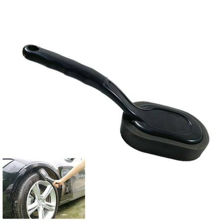 1Pcs Car Tire Wheel Waxing Polishing Sponge Washing Cleaning Brush Long Handle Black-Accessories For Vehicles