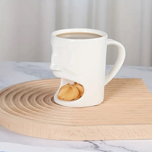 1Pcs Ceramic Mug with Cookie Pocket under $5! Yannianjz Mug, Ceramic Mug, Coffee Cup, Snack Mug, Funny Mug, Office Mug, Breakfast Cup, Drinking Mug, Three in One Cup, Travel Mug, Novelty Mug
