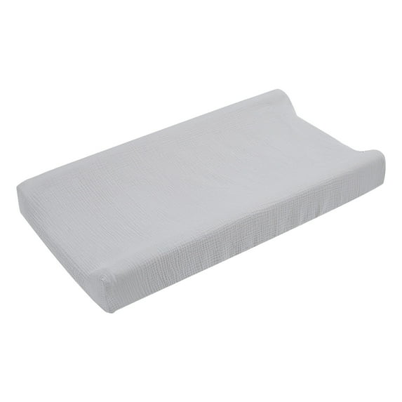 1Pcs Changing Pad Cover, Soft Muslin Cotton Breathable Cover for Dresser Table, Elastic Straps Secure Fit, Machine Washable (Gray)