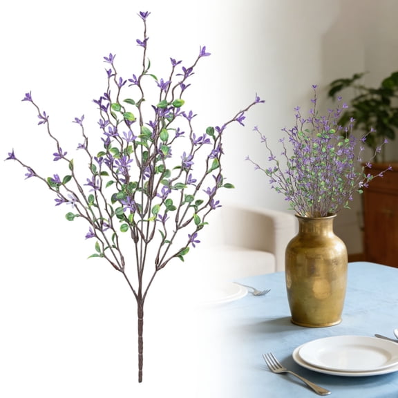 1Pcs Cherry Blossom Branches Artificial Flowers for Spring Summer Indoor Decoration Faux Cherry Blossom Long Stems Creamy Purple Silk Fake Flowers for Tall Vase Arrangements Home Wedding Table (E)