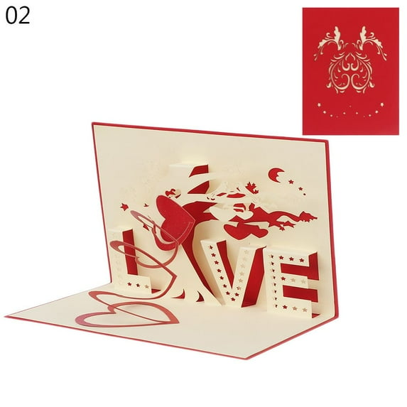1Pcs Christmas Anniversary Gift Blessing Card With Envelope Pop Up Wedding Invitations Thank You Cards Greeting Cards Valentines Day 2