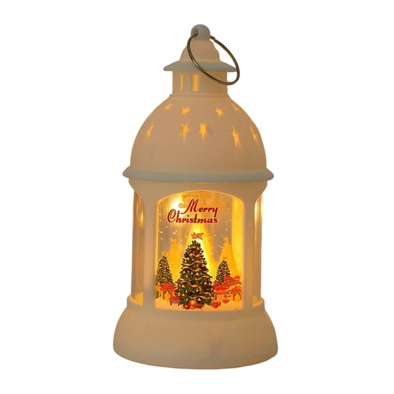 1Pcs Christmas Candle Lantern with Santa Snowman Design, Decorative Hanging Lantern for Indoor Table Fireplace, Outdoor Patio, Holiday Retro Ornament Night Light for Tree Window 5.3 Inch