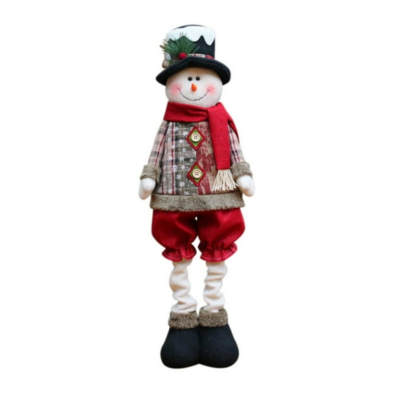 1Pcs Christmas Creative Decorations 17Inch Handmade Santa Snowman Christmas Doll with Hat and Extendable Legs Cute Funny Scalable Toy Ornaments
