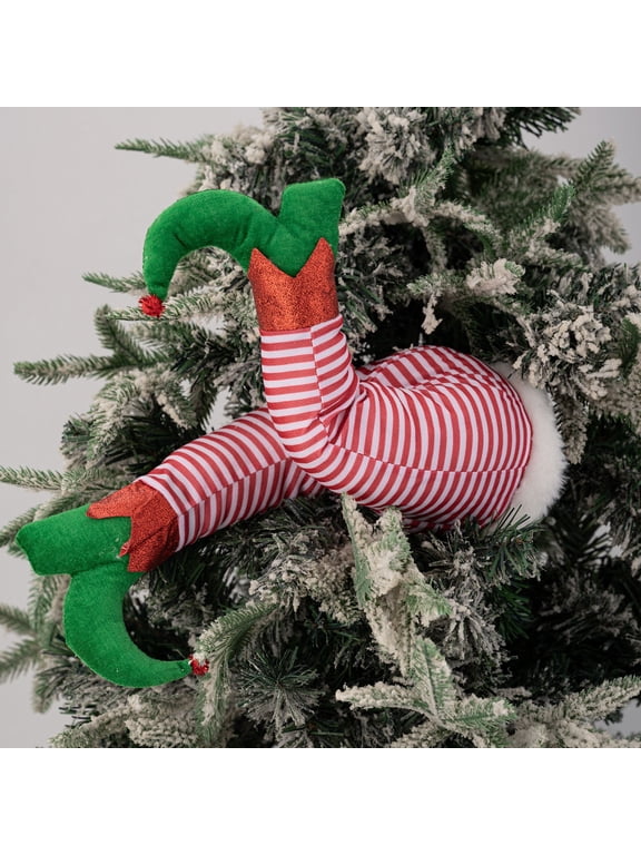 1Pcs Christmas Stuffed Legs Santa Legs, Hanging Santa Fake Legs Leg Ornament Hanging for Christmas Xmas Tree, Santa Claus Legs Elfs Legs Festival Atmospheres Decoration
