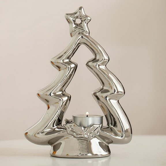1Pcs Christmas Tree Candle Holder,for Table Decorations and Indoor Home Decor,Silver