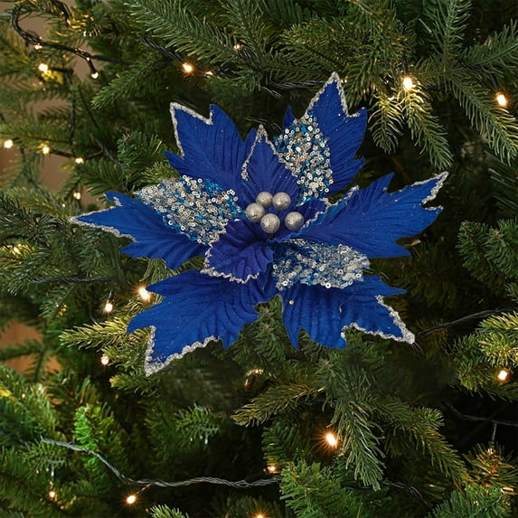 1Pcs Christmas Tree Decoration Simulation Flowers Cloth Material Simulation Flowers For Weddings Parties Halls And Other Decorations Holiday Gifts Christmas Tree Decorations