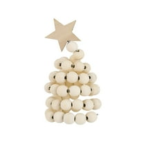 1Pcs Christmas Wooden Bead Desktop Ornament, Creative Xmas Tree Modern Minimalist Holiday Decoration For Shelf Fireplace Party Supplies