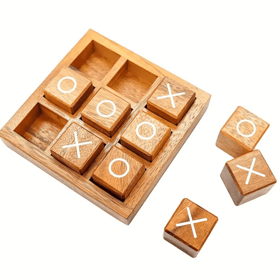 1Pcs Classic Wooden Tic Tac Toe Game Set Suitable For All Ages Perfect Family Game Night Home Decor Suitable For Coffee Table Living Room And