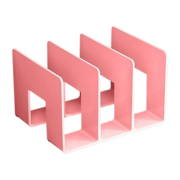 1Pcs Clear File Sorter Desk File Organizer,Acrylic File Holder, 3 Compartments Plastics Bookshelf,Sturdy Desktop File Folder Organizer Rack for Envelopes Mail Letter Paper Office Supplies(Pink)