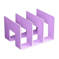1Pcs Clear File Sorter Desk File Organizer,Acrylic File Holder, 3 Compartments Plastics Bookshelf,Sturdy Desktop File Folder Organizer Rack for Envelopes Mail Letter Paper Office Supplies(Purple)