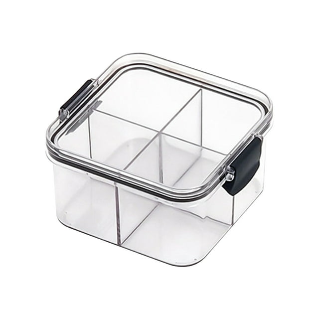 1Pcs Clear Snack Box Container,4 Compartments Divided Serving Tray with Lid,Snackle Box Container,Snack Organizer for Fruit,Veggie,Perfect for Party,Entertaining,Grain,Sugar,Flour,Rice,Nut