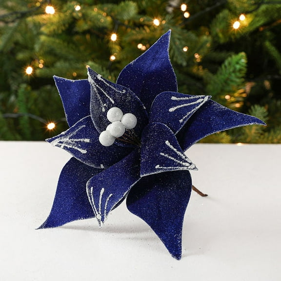 1Pcs Cloth Plastic 28Cm Christmas Flower Christmas Poinsettia Glitter Flower Hanging Xmas Party Tree Decoration Christmas Wreath