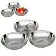 thumbnail image 1 of 1Pcs Cluster Serving Tray, Stainless Steel Snack Plate, Cluster Serving Bowls Connected 3 In 1 Fruit Bowl Plate Reusable Dessert Plates for Portable Home Kitchen Party Candy(Cash on Hand), 1 of 4