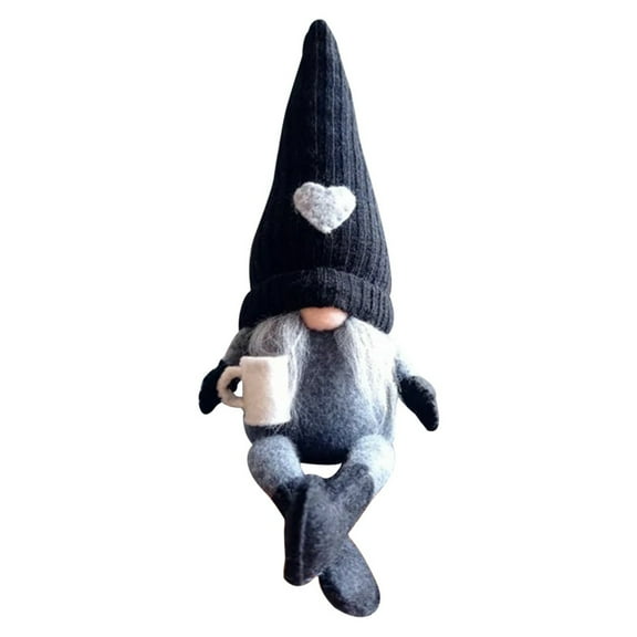 1Pcs Coffee Gnomes,13.4 Inch Plush Coffee Bar Swedish Tomte Gnomes,Scandinavian Knitted Figurine Home Tiered Tray Decor,Coffee Theme Doll