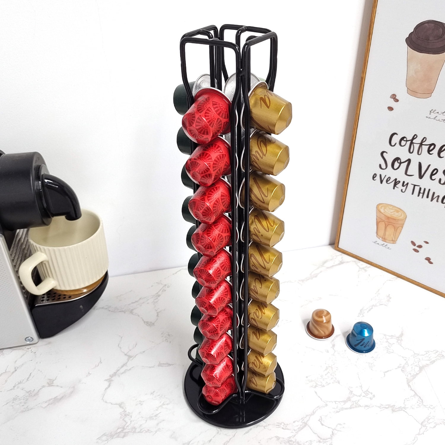 1Pcs Coffee Pod Holder ，360 Degree Rotatable Coffee Pod Storage
