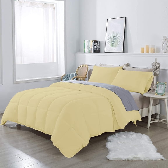 1Pcs Comforter Oversized Queen Size (98"x98") Inch,100% Egyptian Cotton 800 Thread Count 400 Fill GSM Soft & Breathable Bedding Comforter - Ivory Solid