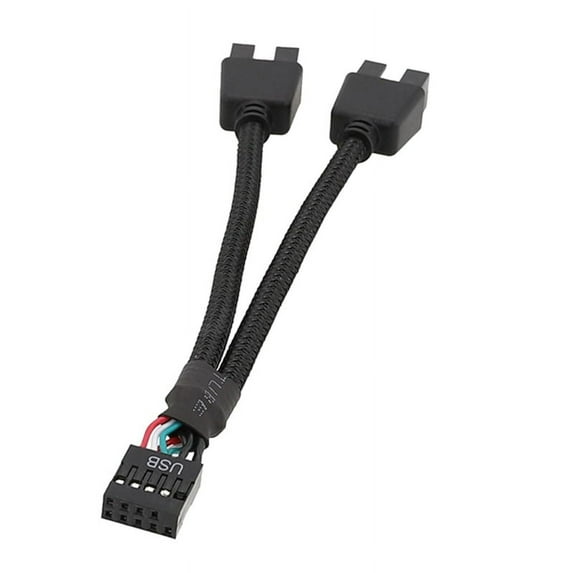 1Pcs Computer Motherboard USB Extension Cable 9 Pin 1 Female to 2 Male Y Splitter Audio HD Extension Cable for PC DIY