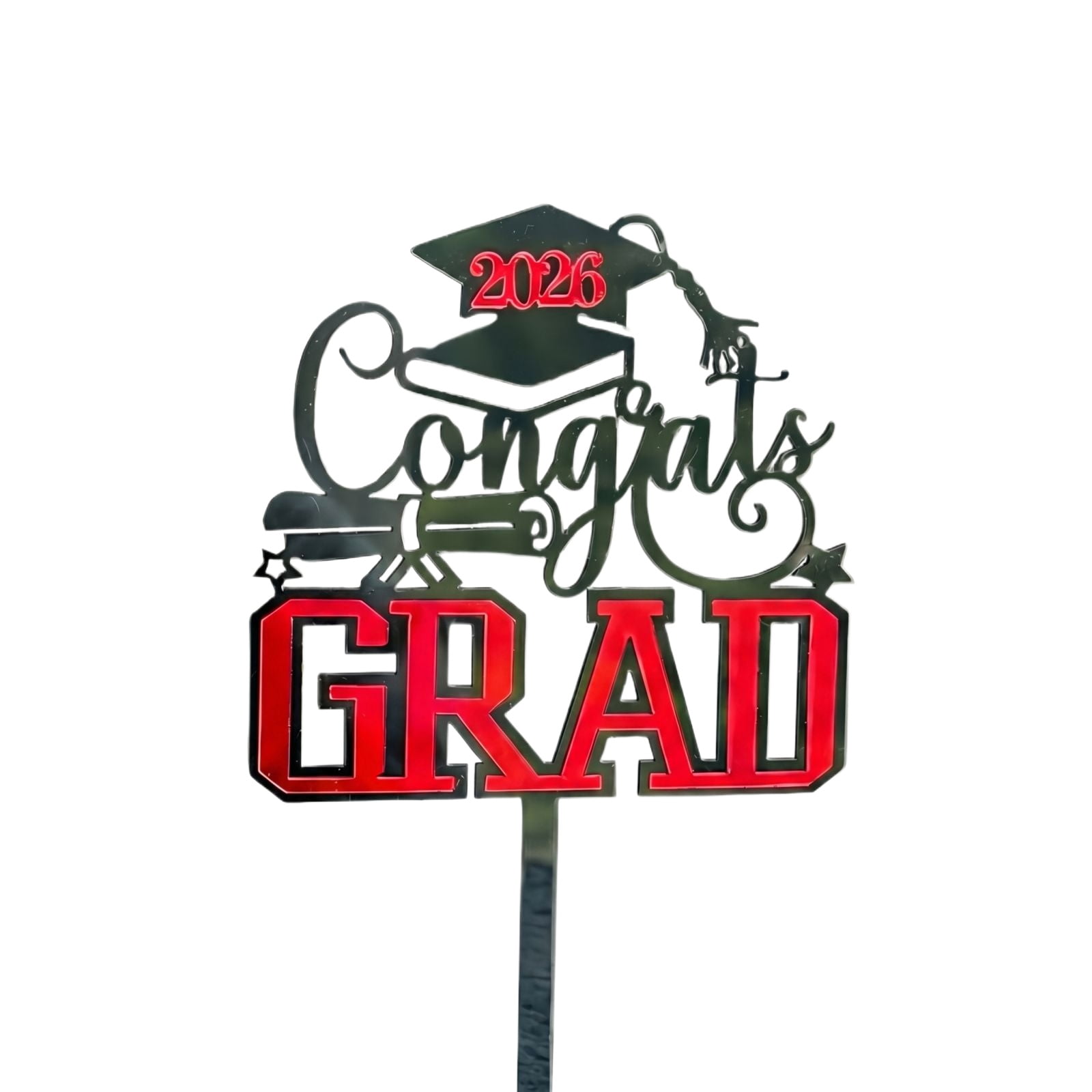 1Pcs Congrats 2026 Cake Topper Glitter Diploma Grad Cap Cake Pick Class ...