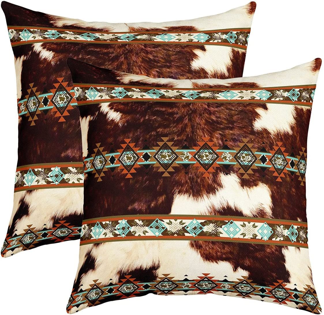 1Pcs Cowhide Cushion Covers Brown Highland Cow Throw Pillow Covers